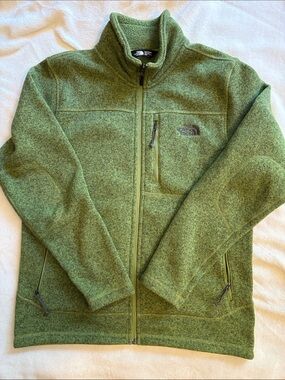 The North Face Heathered Olive Green Zip Fleece Jacket